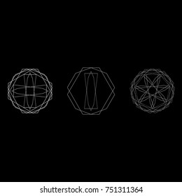 Festive geometric set stars and flowers pattern for gifts and holidays, for packaging, polygon, clothing, goods and logos
