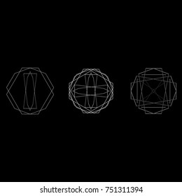 Festive geometric set stars and flowers pattern for gifts and holidays, for packaging, polygon, clothing, goods and logos