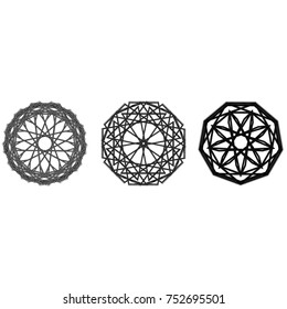 Festive geometric set stars and flowers pattern for gifts and holidays, for packaging, polygon, clothing, goods and logos