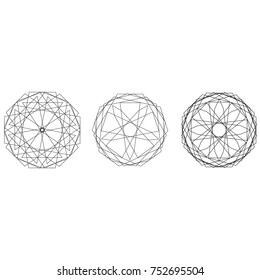 Festive geometric set stars and flowers pattern for gifts and holidays, for packaging, polygon, clothing, goods and logos