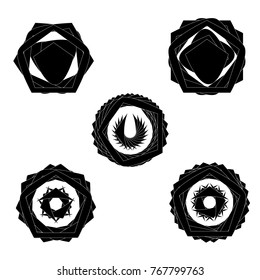 Festive geometric set stars and flowers pattern for gifts and holidays, for packaging, polygon, clothing, goods and logos