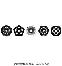 Festive geometric set stars and flowers pattern for gifts and holidays, for packaging, polygon, clothing, goods and logos