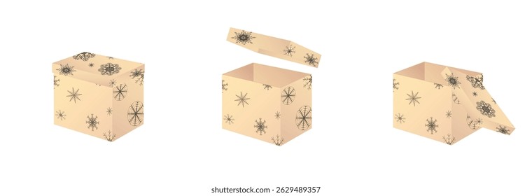 Festive gift box with a bow on a transparent background. Christmas gift, set of different boxes 3D effect, png. Light background with a place for congratulations or greetings.