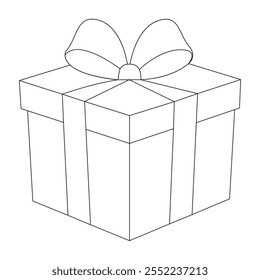 Festive Gift Box: Minimalist Line Art Design for Holiday Celebrations