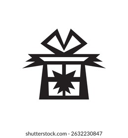 Festive gift box silhouette vector