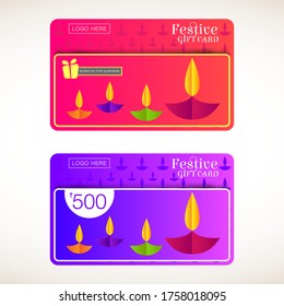 Festive gift card for Deepavali or diwali. Gift voucher or e voucher. 