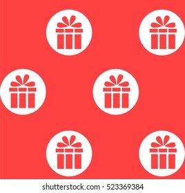 Festive gift. Red pattern with white circles