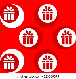 Festive gift. White pattern on a red background