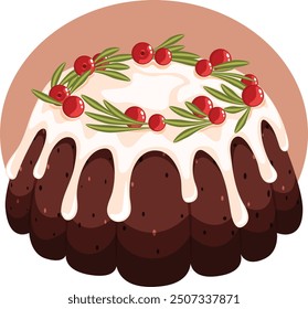 Festive Gingerbread Bundt Cake with Creamy Glaze and Cranberry Toppings