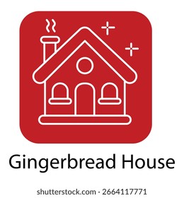 Festliches Lebkuchenhaus Vektorgrafik-Symbol für Weihnachten Feiertage Designs