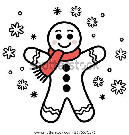 Festive gingerbread man cookie with icing Christmas holiday treat vector art