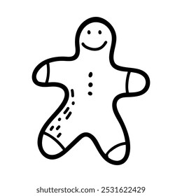 Festive Gingerbread Man Vector Illustration – Classic Christmas Cookie Design in Minimalist Style for Holiday Cards, Decorations, and Seasonal Projects – Perfect for Winter-Themed Crafts and Gifts