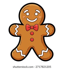 Ilustração do vetor do homem do pão de gengibre festivo com um caráter bonito do pão de gengibre em um estilo moderno.