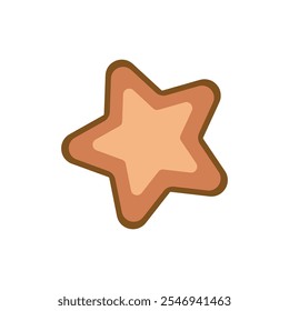 Biscoito de floco de neve de gengibre festivo com decoração de glacê, ilustração de sobremesa de férias em estilo plano.