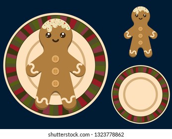 
Festive glazed gingerbread man on a beautiful plate