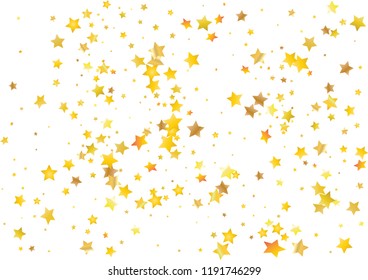 Festive glitter gold star confetti background. Abstract frame confetti texture for holiday, postcard, poster, website, carnivals, birthday and children's parties. Cover confetti mock-up. Wedding card 