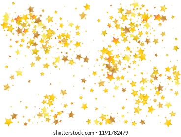 Festive glitter gold star confetti background. Abstract frame confetti texture for holiday, postcard, poster, website, carnivals, birthday and children's parties. Cover confetti mock-up. Wedding card 