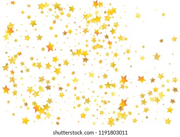 Festive glitter gold star confetti background. Abstract frame confetti texture for holiday, postcard, poster, website, carnivals, birthday and children's parties. Cover confetti mock-up. Wedding card 
