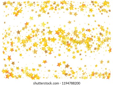 Festive glitter gold star confetti background. Abstract frame confetti texture for holiday, postcard, poster, website, carnivals, birthday and children's parties. Cover confetti mock-up. Wedding card 
