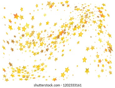 Festive glitter gold star confetti background. Abstract frame confetti texture for holiday, postcard, poster, website, carnivals, birthday and children's parties. Cover confetti mock-up. Wedding card 