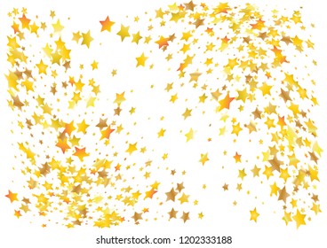 Festive glitter gold star confetti background. Abstract frame confetti texture for holiday, postcard, poster, website, carnivals, birthday and children's parties. Cover confetti mock-up. Wedding card 