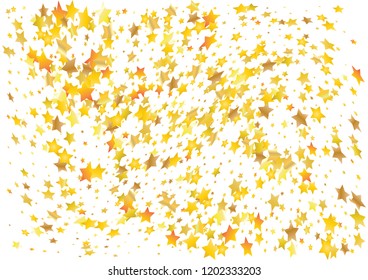 Festive glitter gold star confetti background. Abstract frame confetti texture for holiday, postcard, poster, website, carnivals, birthday and children's parties. Cover confetti mock-up. Wedding card 