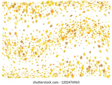 Festive glitter gold star confetti background. Abstract frame confetti texture for holiday, postcard, poster, website, carnivals, birthday and children's parties. Cover confetti mock-up. Wedding card 
