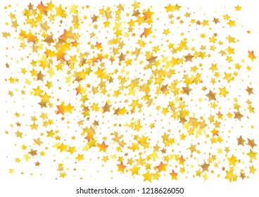 Festive glitter gold star confetti background. Abstract frame confetti texture for holiday, postcard, poster, website, carnivals, birthday and children's parties. Cover confetti mock-up. Wedding card 