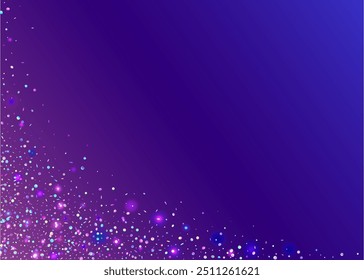 Brilho Festivo. Fundo de aniversário a laser. Cristal Ribbon. Azul 3d Tinsel. Design em queda. Conceito Disco. Efeito transparente. Brilho Arco-Íris. Brilho Festivo Roxo