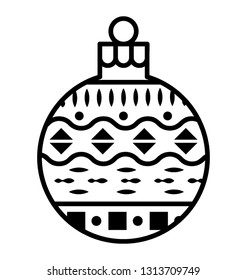 Festive globe with decorations in a line icon design 