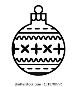Festive globe with decorations in a line icon design 