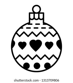 Festive globe with decorations in a line icon design 