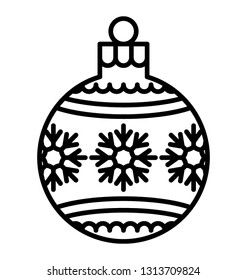 Festive globe with decorations in a line icon design 