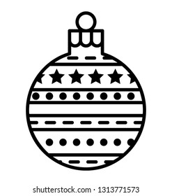 Festive globe with decorations in a line icon design 