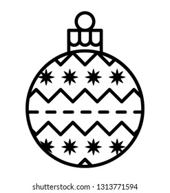 Festive globe with decorations in a line icon design 