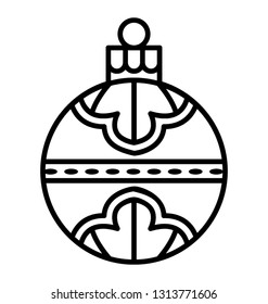 Festive globe with decorations in a line icon design 
