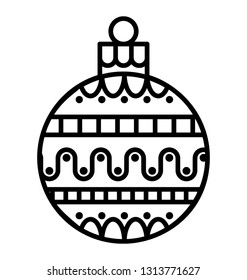Festive globe with decorations in a line icon design 