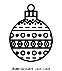 Festive globe with decorations in a line icon design 