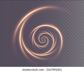 Festive Glowing Curl In Neon Color. Luminous Gold Podium. Sales Funnel. A Magical Light Line Twisting Into A Spiral. Spiral Light PNG.	
