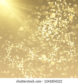 Festive glowing golden light effect, sparkling glittering decorative background