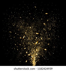 Festive Gold Confetti On A Black Background