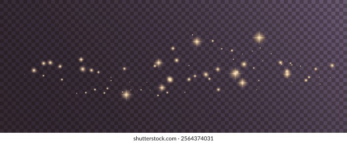 Festive Gold confetti and stars in grnage style glitter for a festive design arrangement, isolated a or transparent background. 
