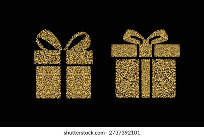 Festive gold glitter gift boxes with bows, perfect for Christmas, birthdays, and special occasions.