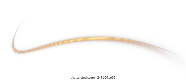 Festive gold stripe on white background. Yellow curl twirl for the holidays. Gold colored curve rope. Vector png twirl, line, curve, rope, stripe design element.	
