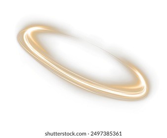 Festive gold stripe on white background. Yellow curl twirl for the holidays. Gold colored curve rope. Vector png twirl, line, curve, rope, stripe design element.