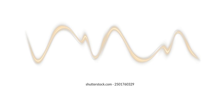 Festive gold stripe on white background. Yellow curl twirl for the holidays. Gold colored curve rope. Vector png twirl, line, curve, rope, stripe design element.	
