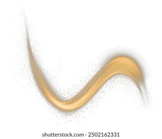 Festive gold stripe on white background. Yellow curl twirl for the holidays. Gold colored curve rope. Vector png twirl, line, curve, rope, stripe design element.