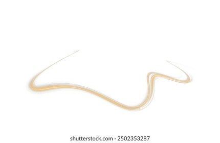Festive gold stripe on white background. Yellow curl twirl for the holidays. Gold colored curve rope. Vector png twirl, line, curve, rope, stripe design element.
