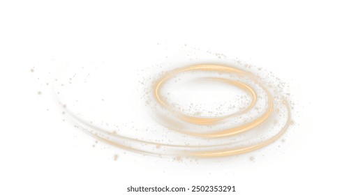 Festive gold stripe on white background. Yellow curl twirl for the holidays. Gold colored curve rope. Vector png twirl, line, curve, rope, stripe design element.