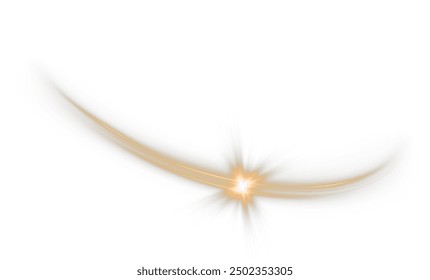 Festive gold stripe on white background. Yellow curl twirl for the holidays. Gold colored curve rope. Vector png twirl, line, curve, rope, stripe design element.